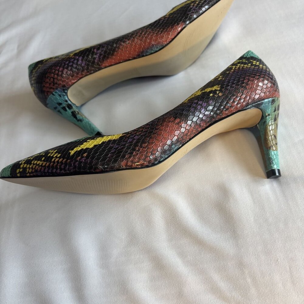 Walking Cradles Snake Print High Heels Womens Size 8M Multicolor Leather Pointed - Picture 8 of 9